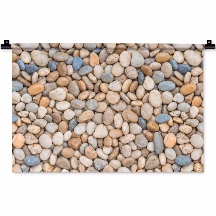 Kiezelstenen - Natuur - Textuur - Beige - Grijs Wandkleed katoen klein -zz3d