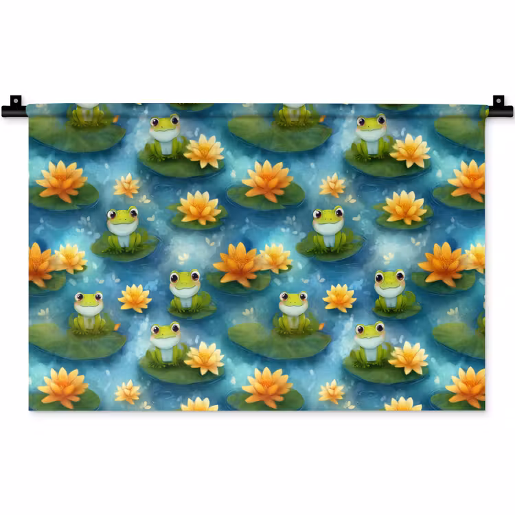 Kikker - Lelies - Groen Wandkleed katoen klein 269 -zz3d