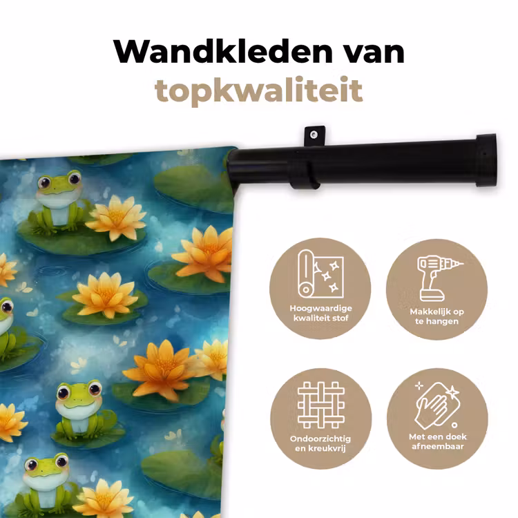 Kikker - Lelies - Groen Wandkleed katoen klein 269 -sfeer2