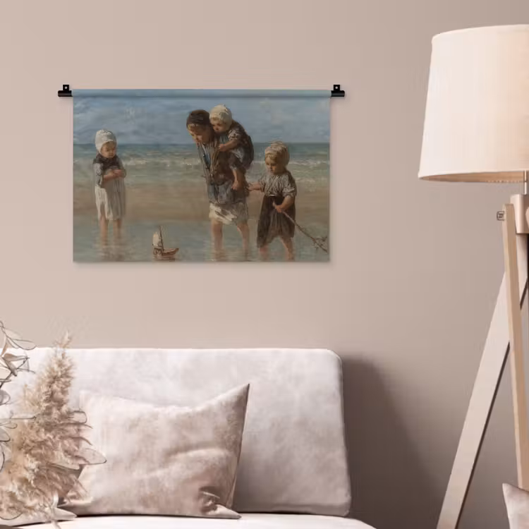 Kinderen der zee - Schilderij van Jozef Israëls Wandkleed katoen klein -sfeer4