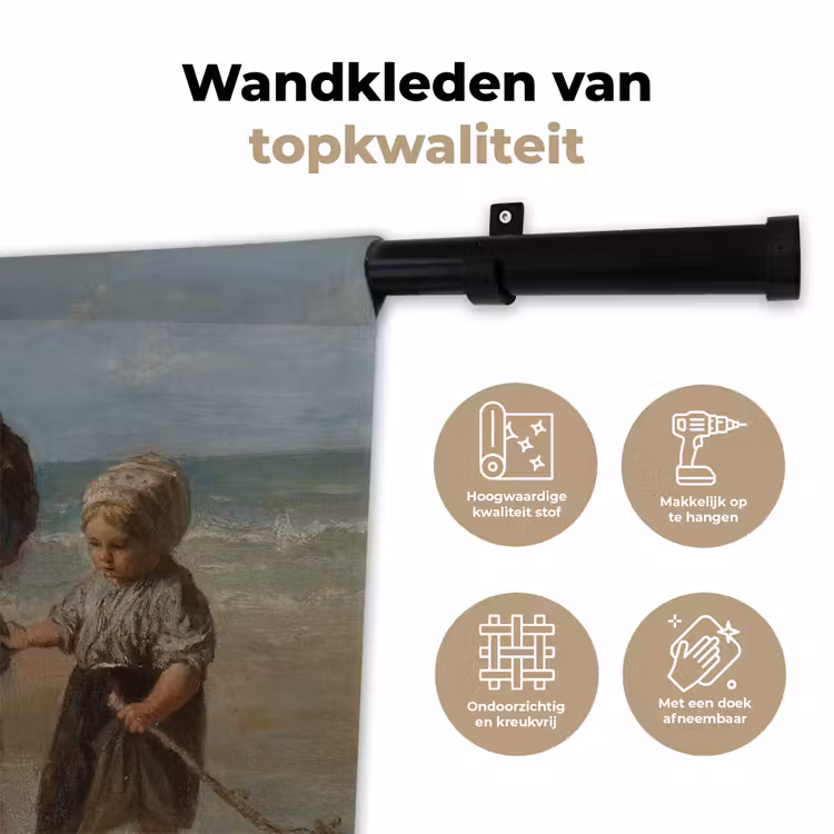 Kinderen der zee - Schilderij van Jozef Israëls Wandkleed katoen klein -sfeer2