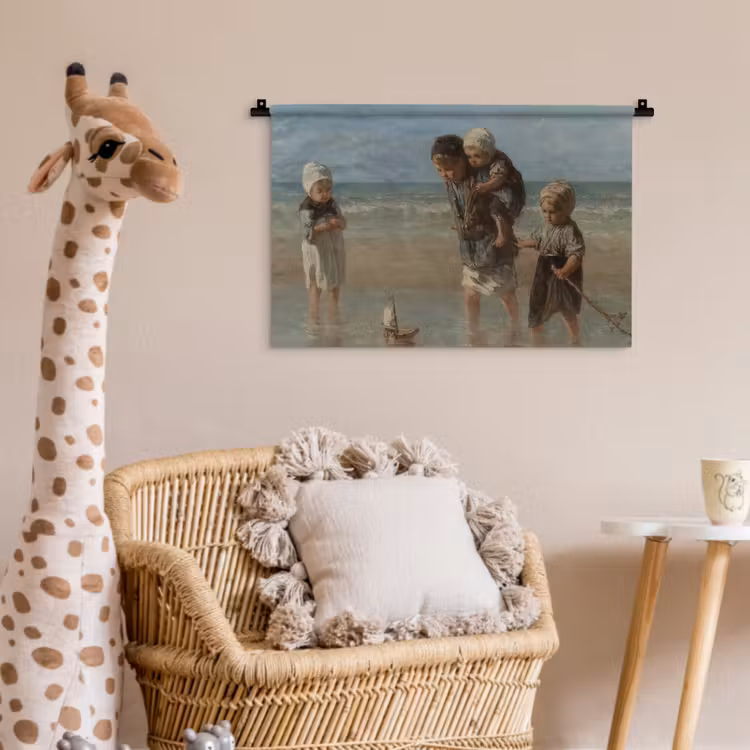 Kinderen der zee - Schilderij van Jozef Israëls Wandkleed katoen klein -wsfeer5_kind