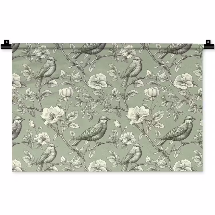Klassiek - Botanisch - Groen Wandkleed katoen klein 269 -zz3d