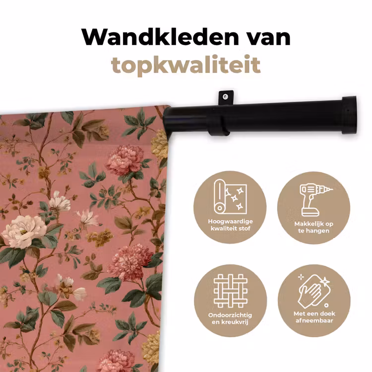 Klassiek - Botanisch - Roze Wandkleed katoen klein 269 -sfeer2