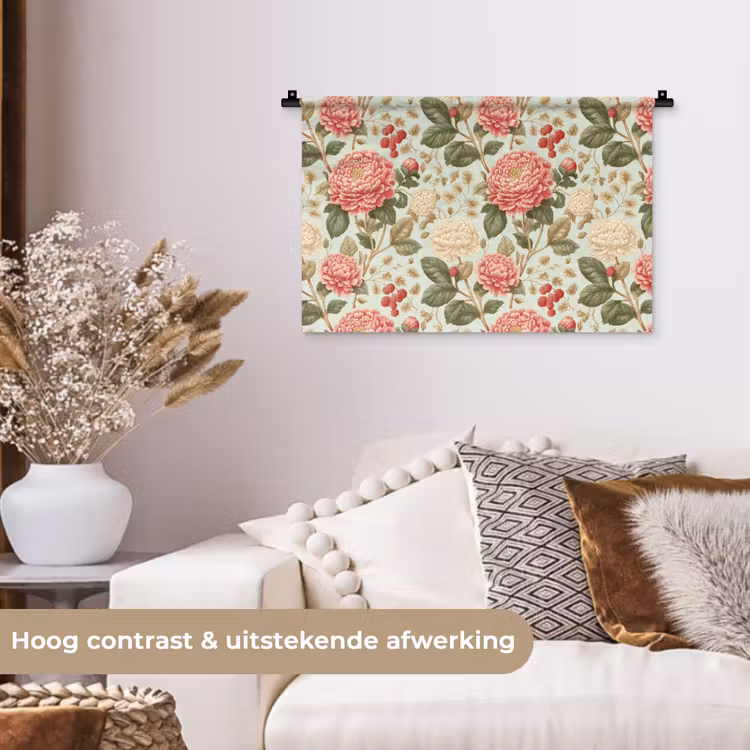 Klassiek - Botanisch - Veelkleurig Wandkleed katoen klein 269 -sfeer1