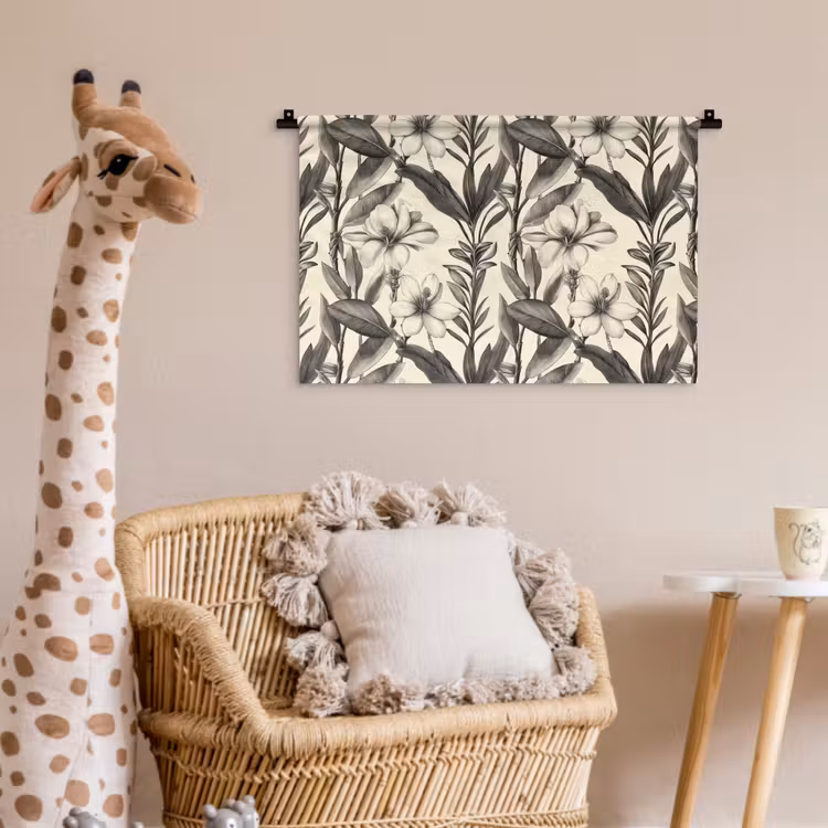 Klassiek - Botanisch - Zwart - Beige Wandkleed katoen klein 269 -wsfeer5_kind
