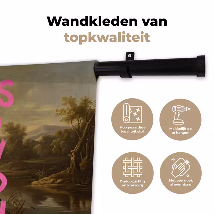 Klassiek - Humor - Roze Wandkleed katoen klein -sfeer2
