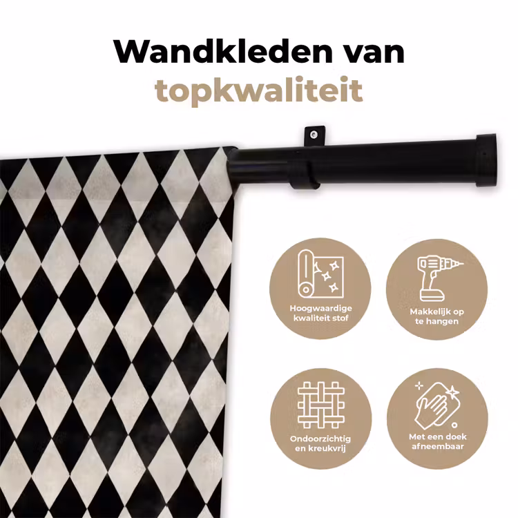 Klassiek - Patroon - Zwart Wandkleed katoen klein 269 -sfeer2