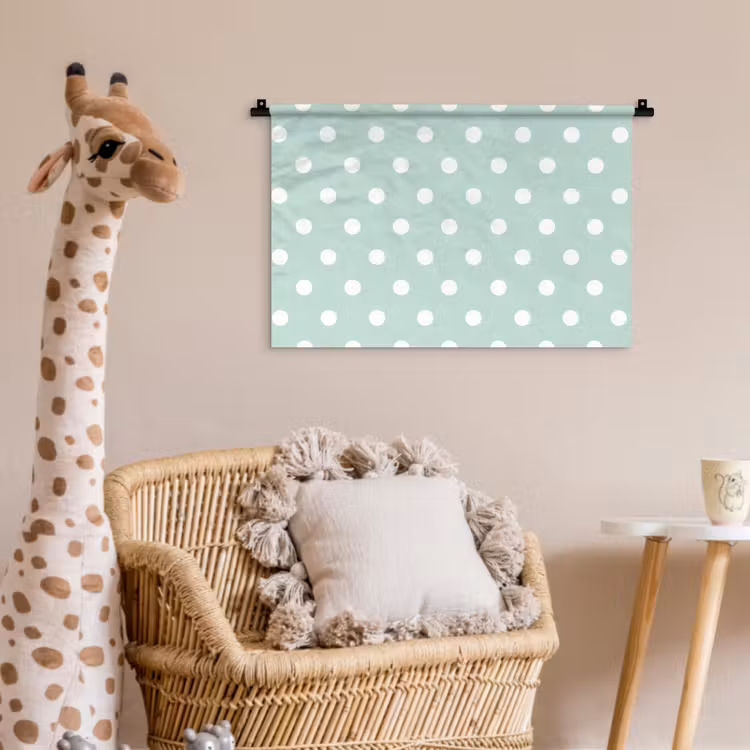 Klassiek - Polka - Groen Wandkleed katoen klein 269 -wsfeer5_kind