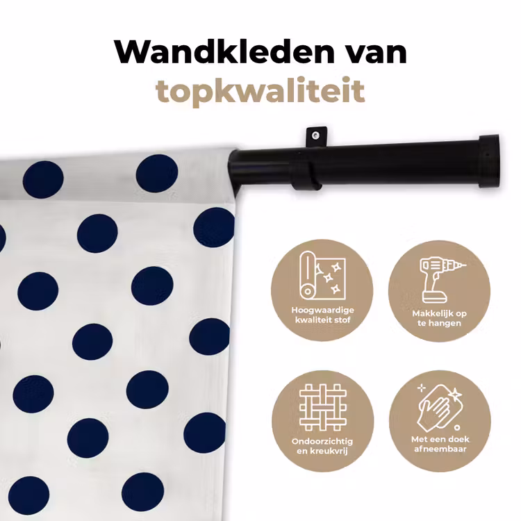 Klassiek - Stippen - Blauw Wandkleed katoen klein 269 -sfeer2