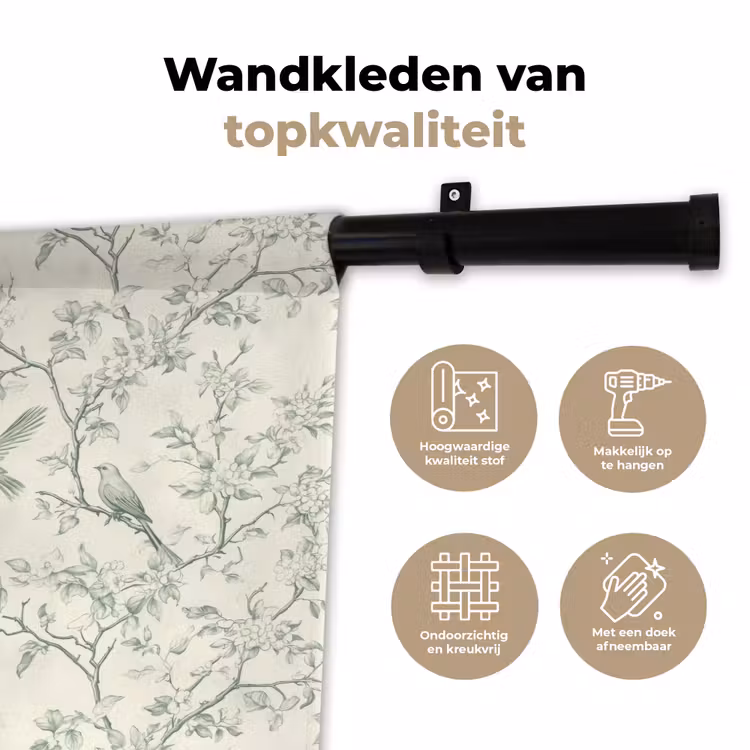 Klassiek - Vogels - Groen Wandkleed katoen klein 269 -sfeer2