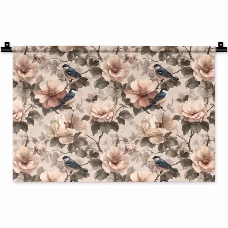 Klassiek - Vogels - Kleurrijk Wandkleed katoen klein 269 -zz3d