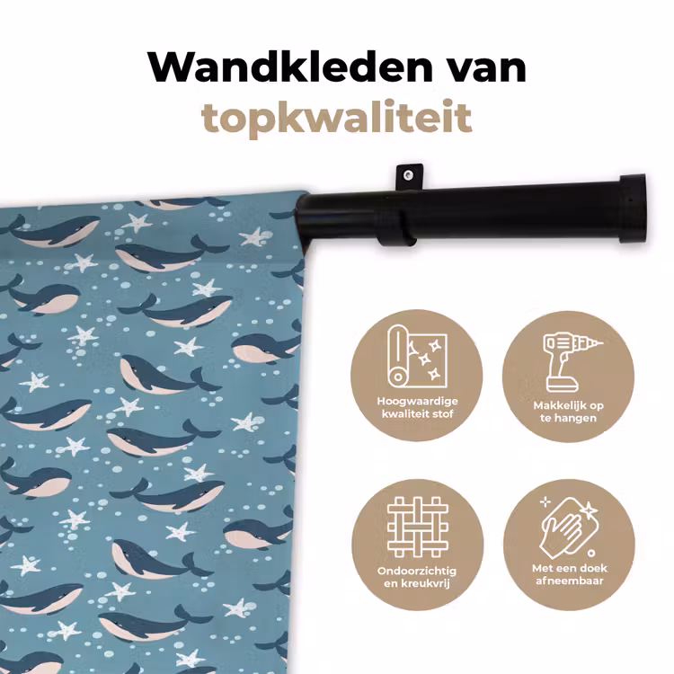 Klein - Oceaan - Walvis - Zeester Wandkleed katoen klein 269 -sfeer2