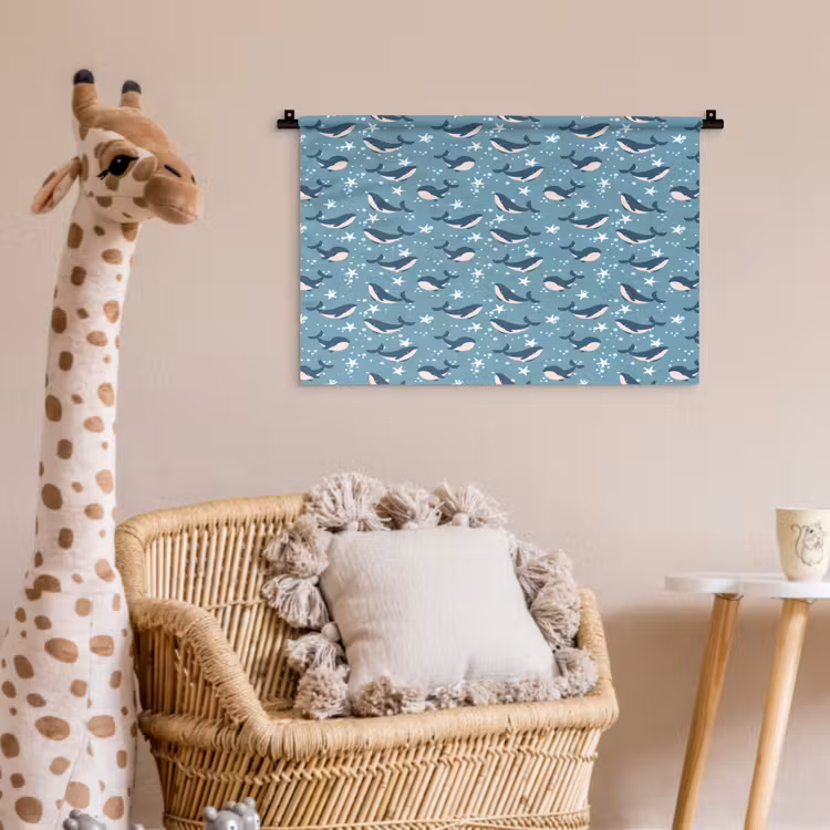 Klein - Oceaan - Walvis - Zeester Wandkleed katoen klein 269 -wsfeer5_kind