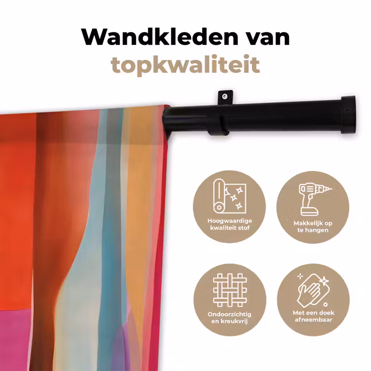 Kleurbanen - Verticaal - Kleurrijk Wandkleed katoen klein -sfeer2