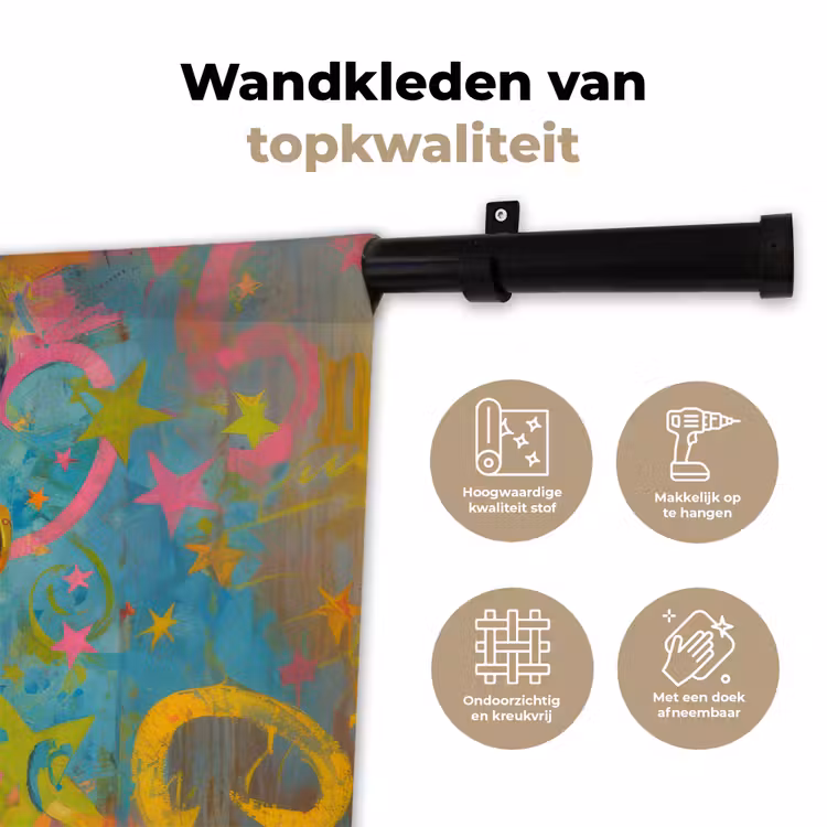 Kleurrijk portret - Kroon - Sterren Wandkleed katoen klein -sfeer2