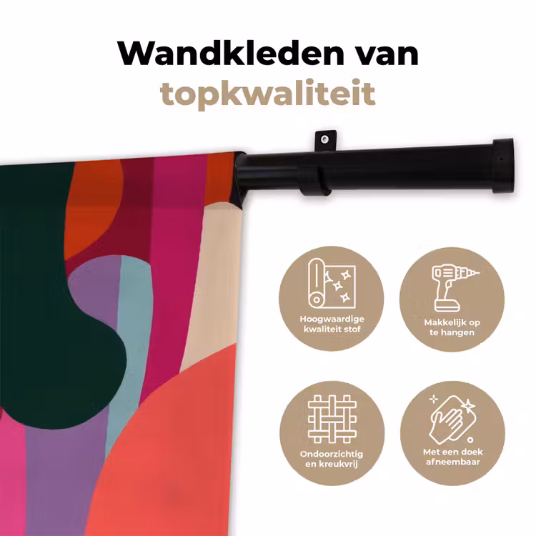Kleurvakken - Recht - Rond - Abstract Wandkleed katoen klein -sfeer2