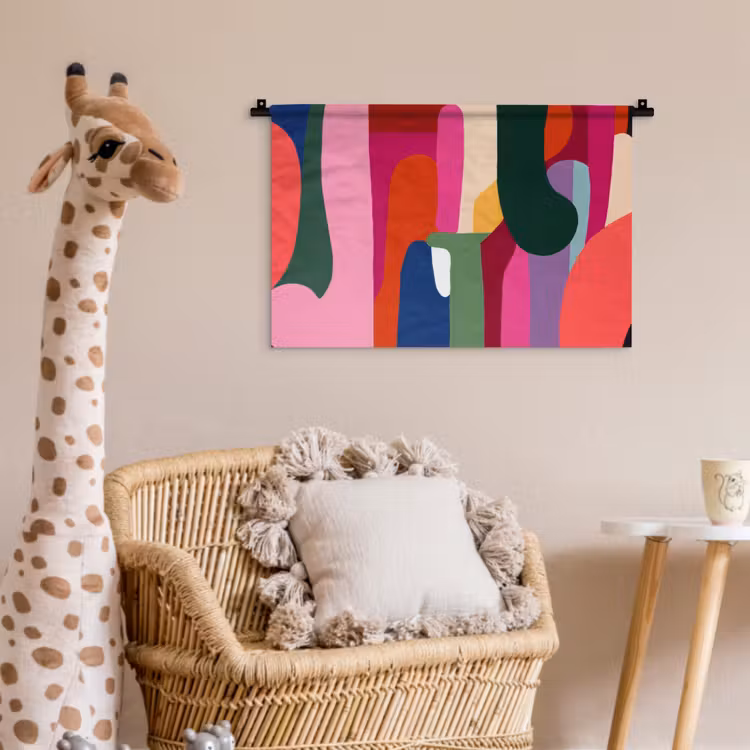 Kleurvakken - Recht - Rond - Abstract Wandkleed katoen klein -wsfeer5_kind