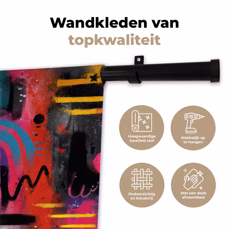 Kleurvlakken - Vormen - Kleurrijk - Abstract Wandkleed katoen klein -sfeer2