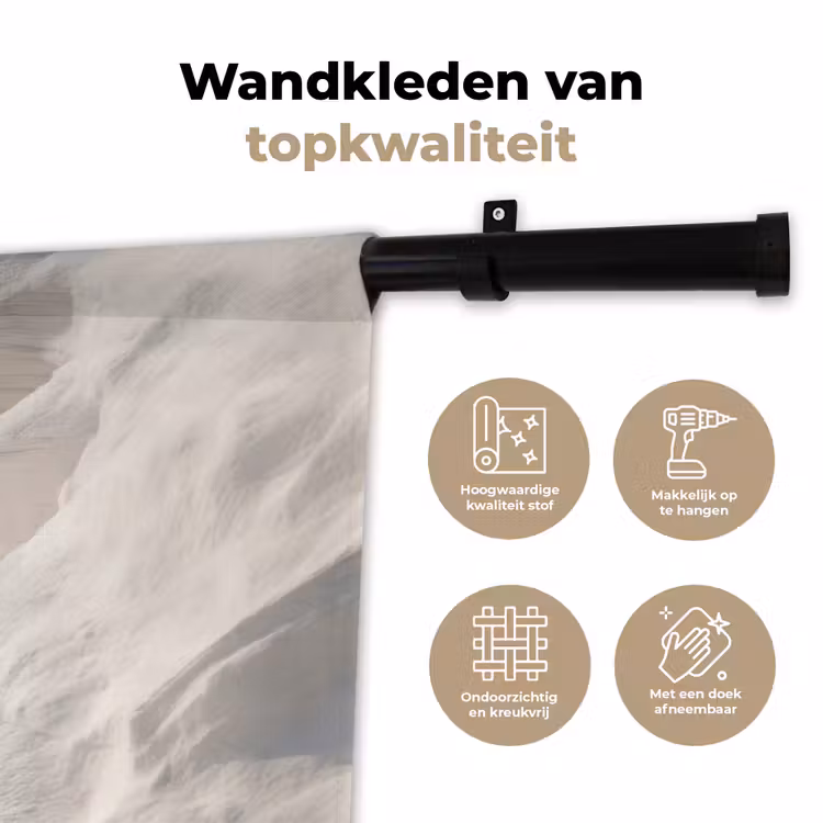 Kloof - Wit - Sneeuw Wandkleed katoen klein -sfeer2