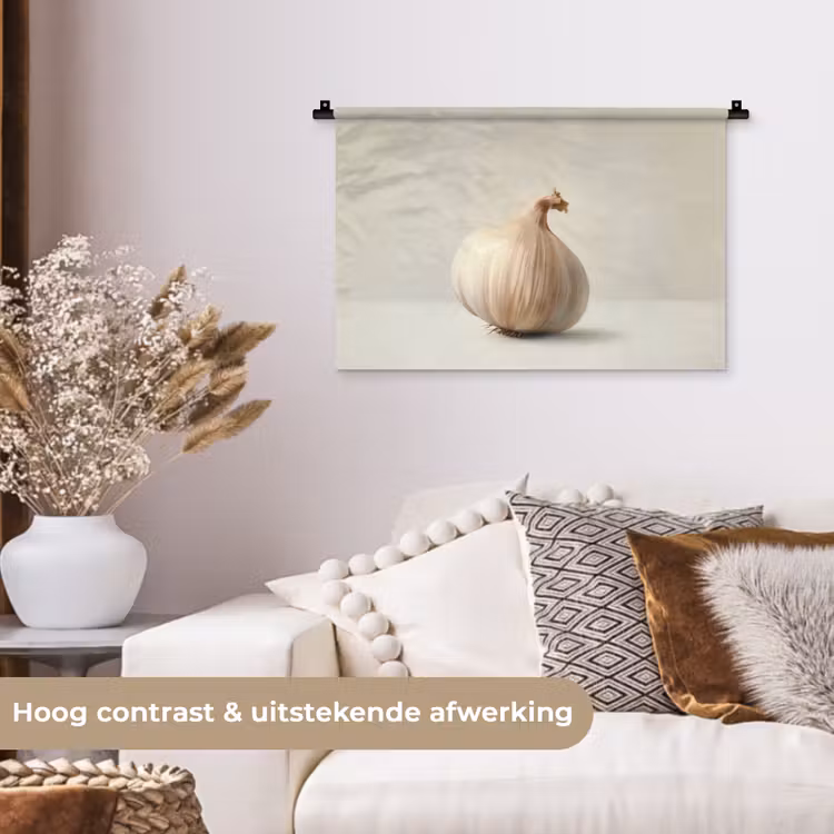 Knoflook - Natuurlijk - Beige Wandkleed katoen klein -sfeer1