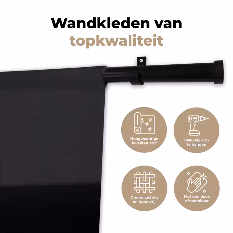Knoflook - Zwart - Wit Wandkleed katoen klein -sfeer2