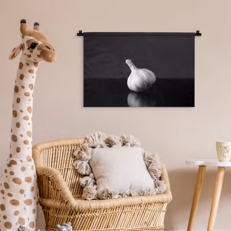 Knoflook - Zwart - Wit Wandkleed katoen klein -wsfeer5_kind