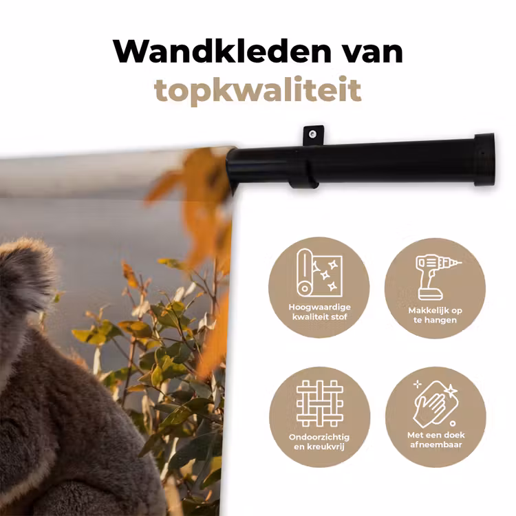 Koala - Bladeren - Ochtendlicht Wandkleed katoen klein -sfeer2
