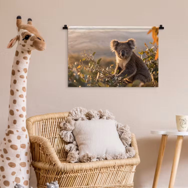Koala - Bladeren - Ochtendlicht Wandkleed katoen klein -wsfeer5_kind