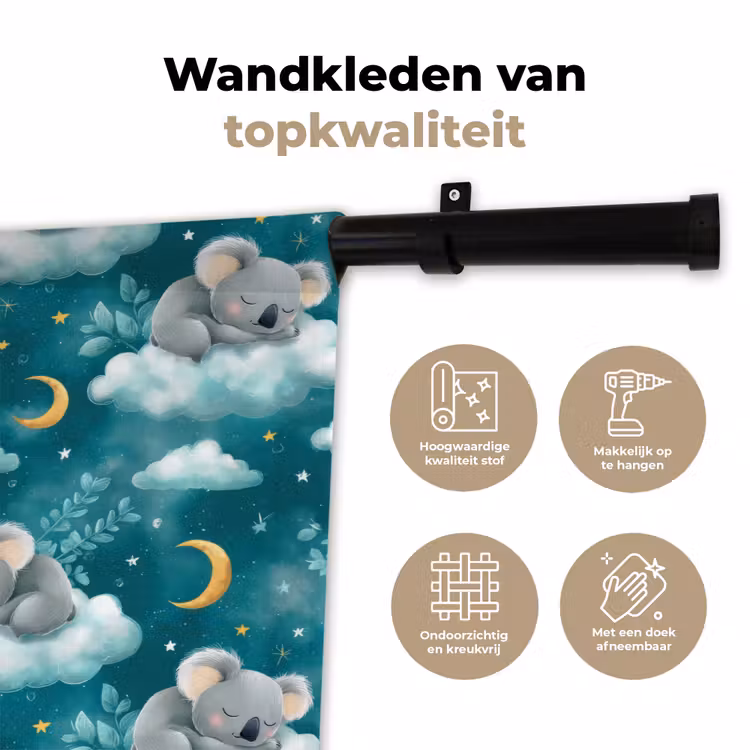 Koala's - Betoverend - Blauw Wandkleed katoen klein 269 -sfeer2
