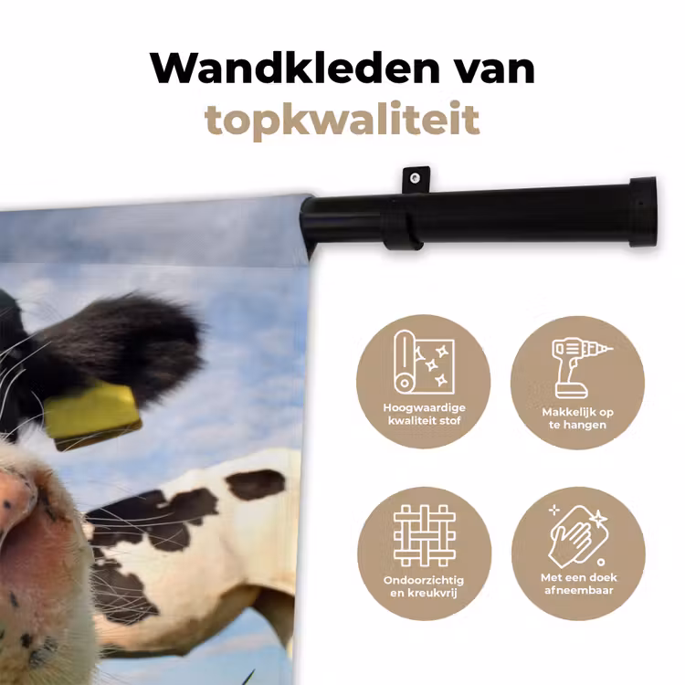 Koe - Boerderij - Gras - Dieren Wandkleed katoen klein -sfeer2