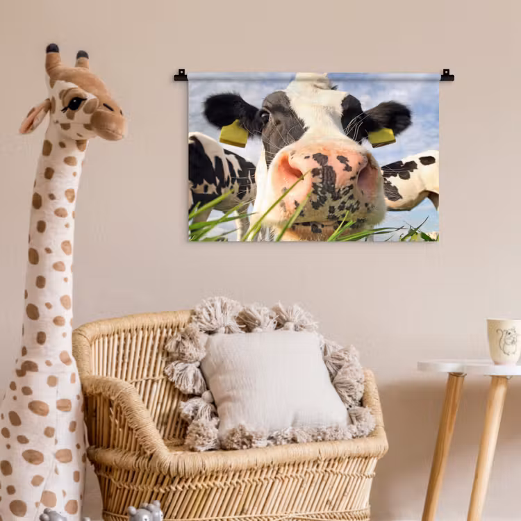 Koe - Boerderij - Gras - Dieren Wandkleed katoen klein -wsfeer5_kind