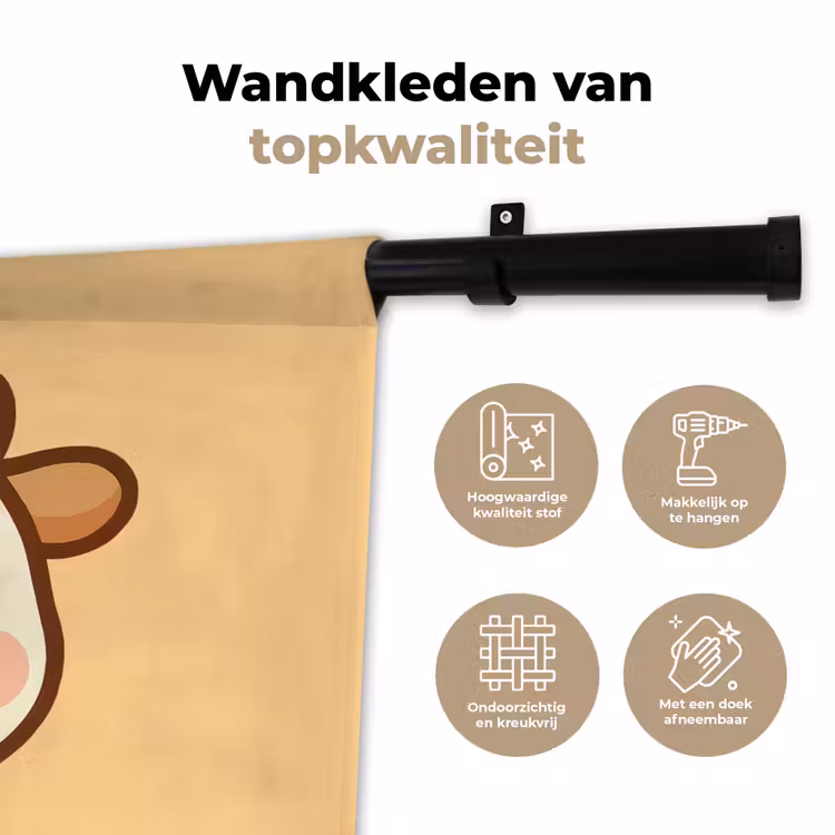Koe - Oranje - Cartoon Wandkleed katoen klein -sfeer2