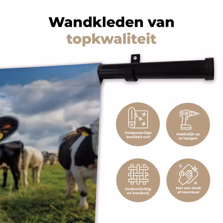 Koe - Tong - Weide Wandkleed katoen klein -sfeer2
