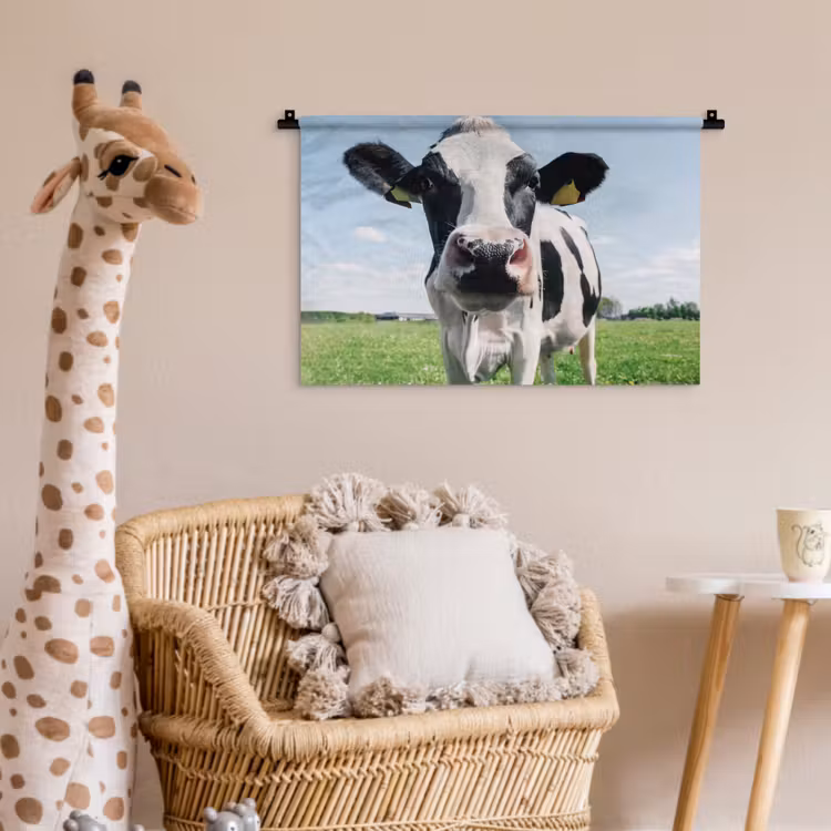 Koe - Weiland - Natuur - Dieren - Gras Wandkleed katoen klein -wsfeer5_kind