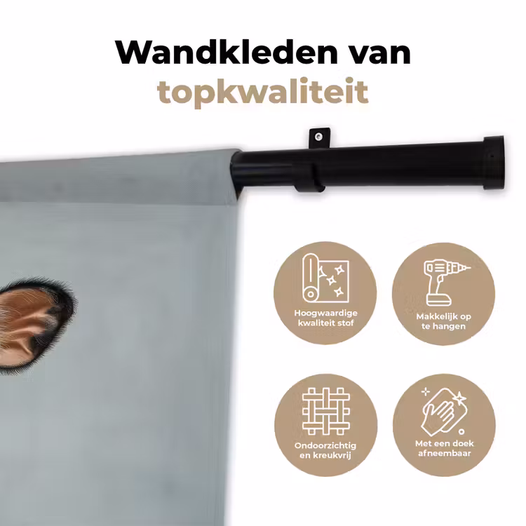 Koe - Zwart - Wit - Kok Wandkleed katoen klein -sfeer2