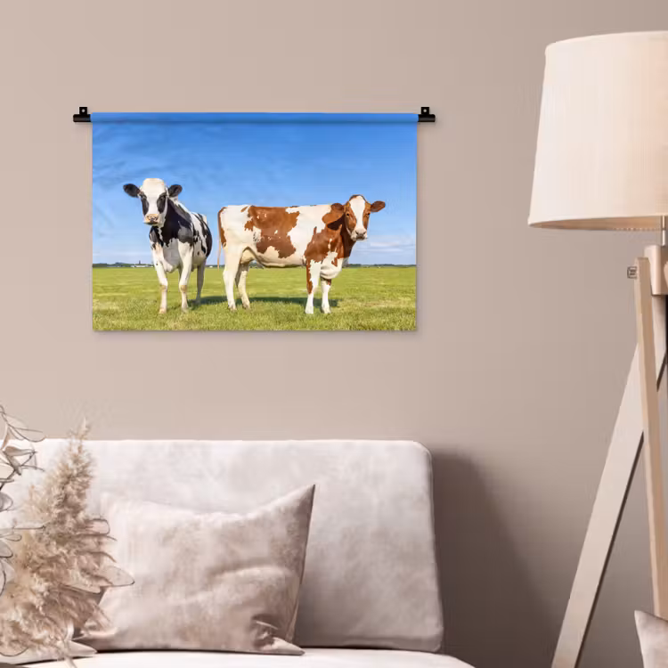 Koeien - Boerderij - Gras- Natuur - Dieren Wandkleed katoen klein -sfeer4