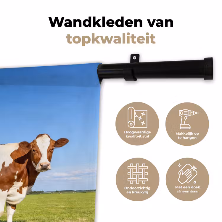 Koeien - Boerderij - Gras- Natuur - Dieren Wandkleed katoen klein -sfeer2