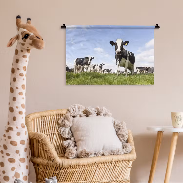 Koeien - Gras - Dieren - Zon - Boerderij Wandkleed katoen klein -wsfeer5_kind