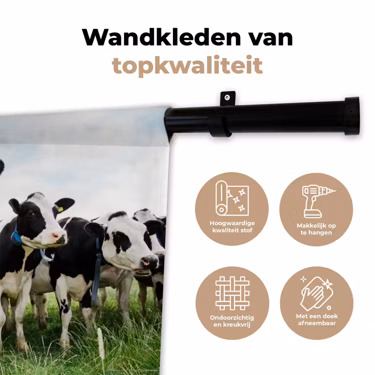 Koeien - Gras - Lente - Dieren - Weiland - Boerderij Wandkleed katoen klein -sfeer2