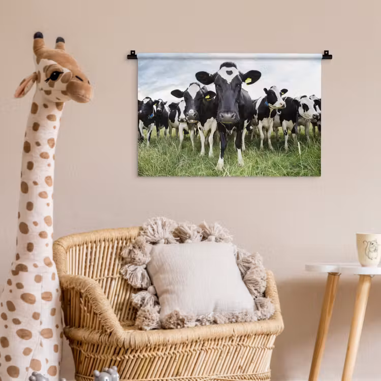Koeien - Gras - Lente - Dieren - Weiland - Boerderij Wandkleed katoen klein -wsfeer5_kind