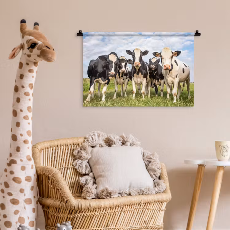 Koeien - Weiland - Dieren - Natuur - Gras Wandkleed katoen klein -wsfeer5_kind