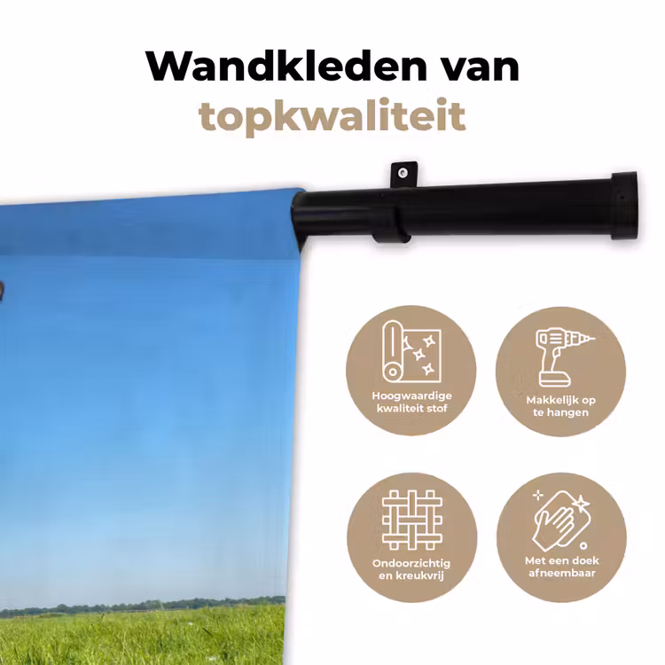 Koeien - Weiland - Gras - Dieren - Boerderij Wandkleed katoen klein -sfeer2