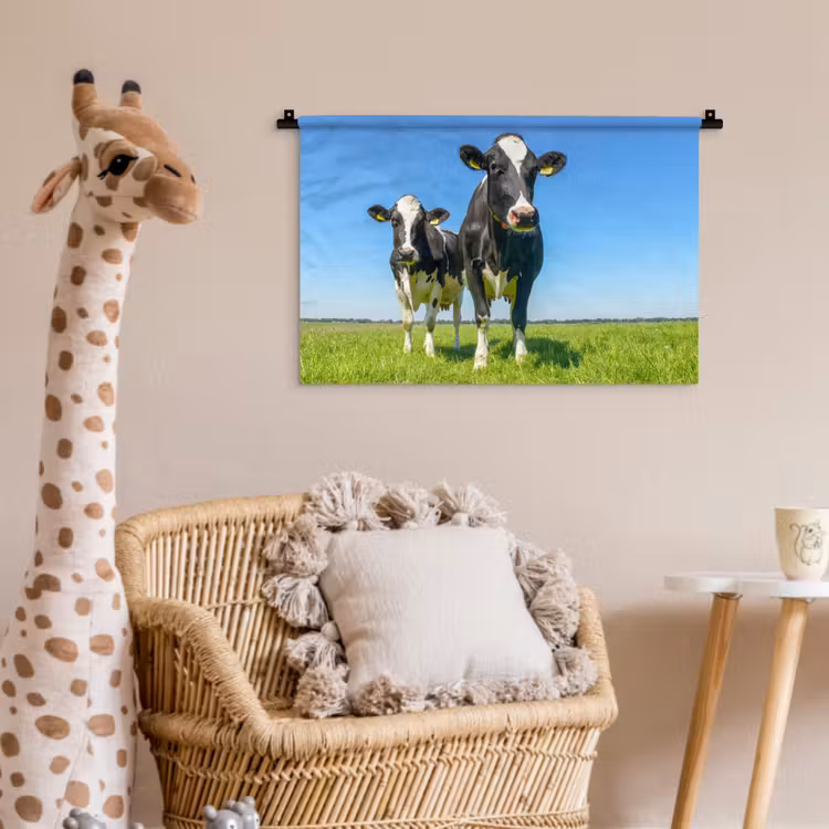 Koeien - Weiland - Gras - Dieren - Boerderij Wandkleed katoen klein -wsfeer5_kind