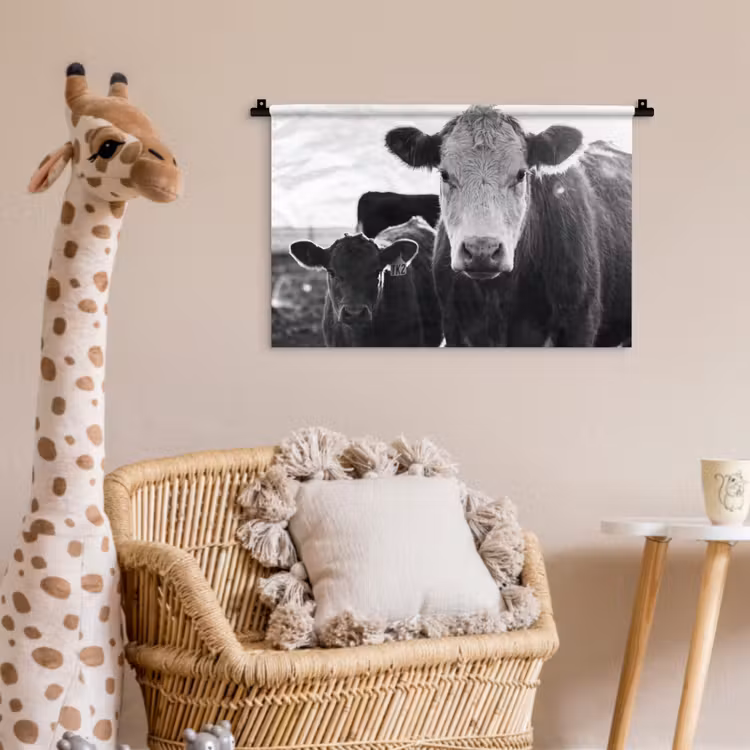 Koeien - Zwart - Wit Wandkleed katoen klein -wsfeer5_kind