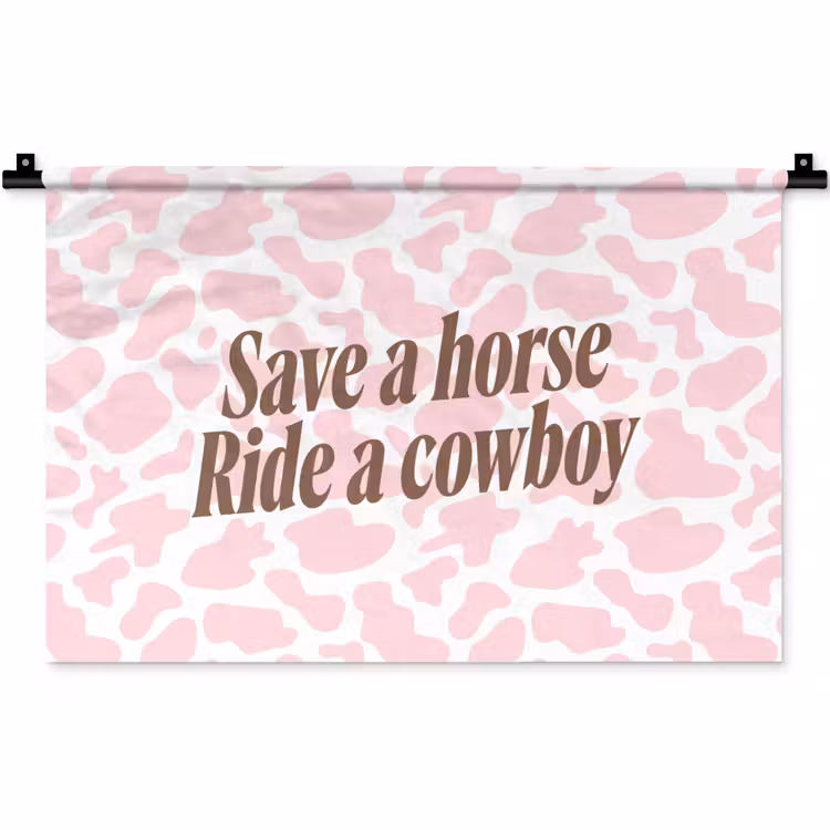 Koeienprint - Roze - Cowboy - Horse Wandkleed katoen klein -zz3d