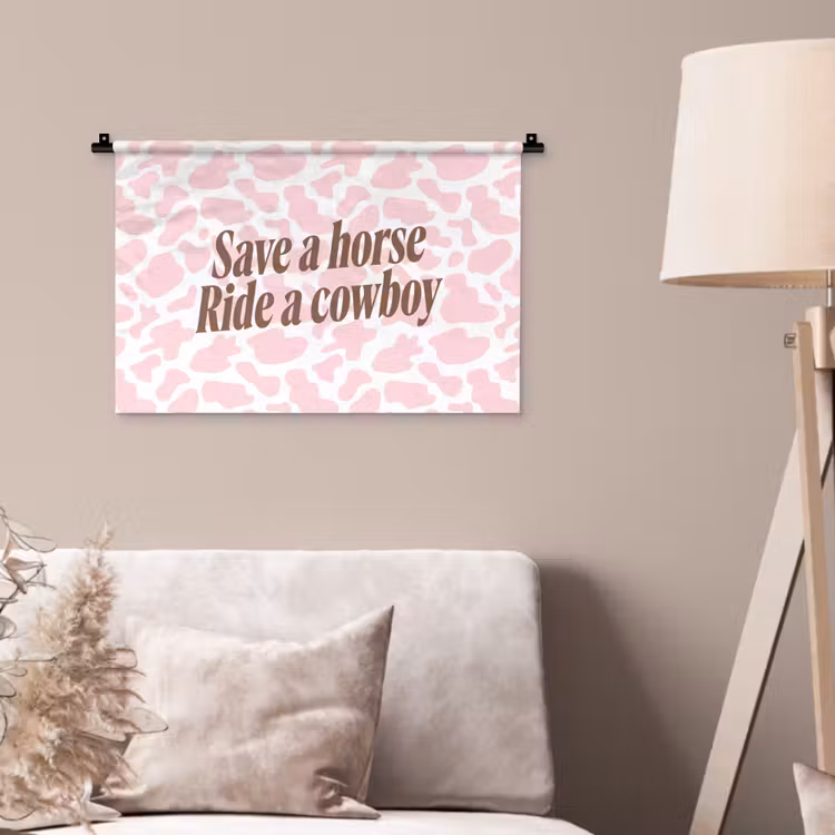 Koeienprint - Roze - Cowboy - Horse Wandkleed katoen klein -sfeer4