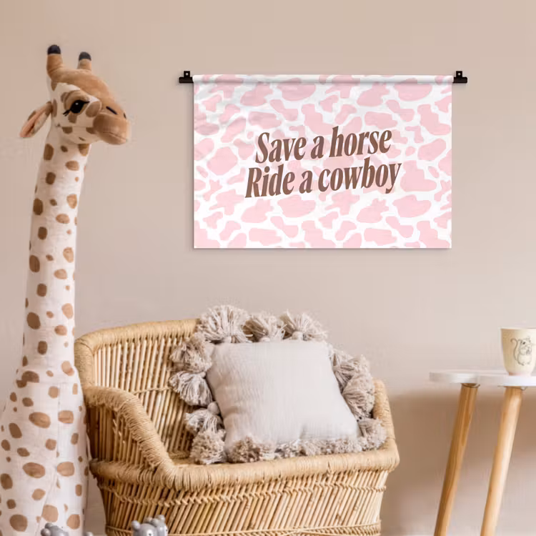 Koeienprint - Roze - Cowboy - Horse Wandkleed katoen klein -wsfeer5_kind