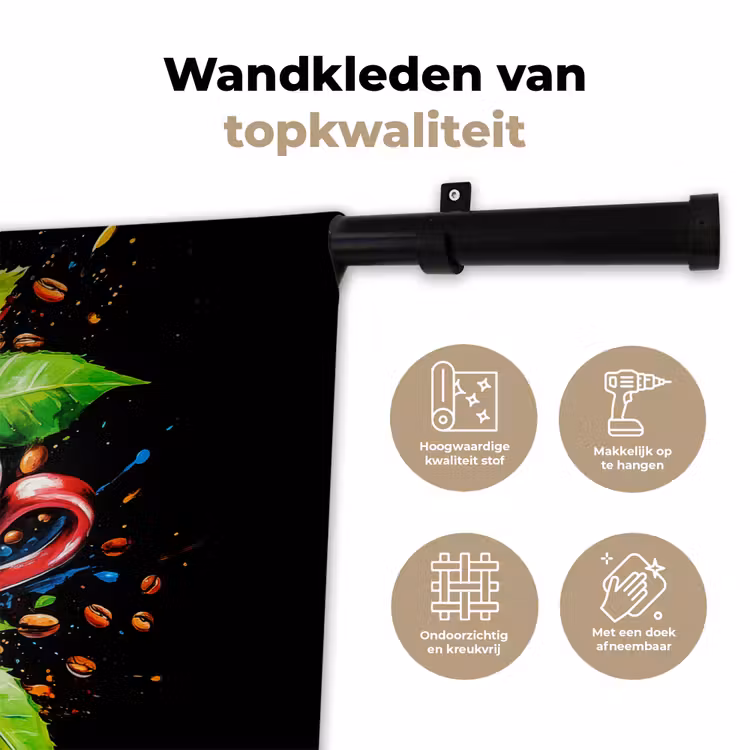 Koffie - Graffiti - Drinken - Abstract Wandkleed katoen klein -sfeer2