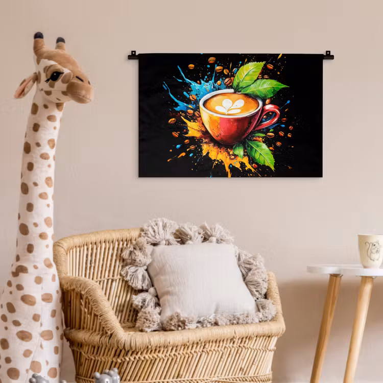 Koffie - Graffiti - Drinken - Abstract Wandkleed katoen klein -wsfeer5_kind